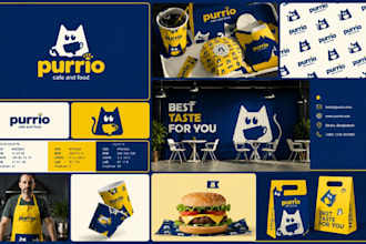 design restaurant branding kit, takeaway, drip bag, coffee, food packaging