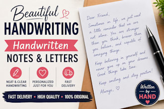 do writing handwriting notes, letters, customized handwriting documents