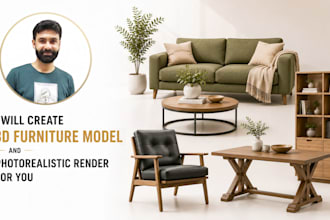 do professional 3d furniture studio rendering for amazon