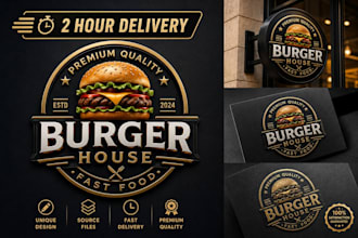 design a premium luxury fast food and burger restaurant logo