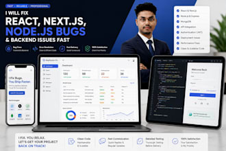 fix bugs ,HTML,react,next js,nodejs,express,mongodb