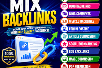 manual 100 mix backlinks on high da high PR websites