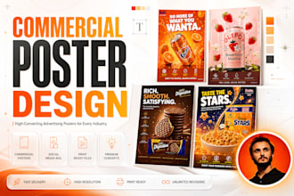 design a commercial poster for product ads, brand campaigns and social media