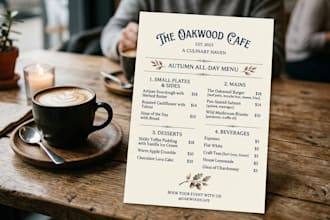 create design custom digital or physical restaurant menu