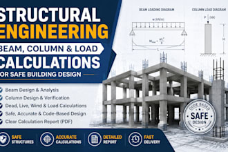 perform structural beam, column, and load calculations for safe building design
