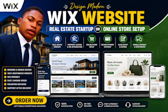 design wix website real estate startup or  redesign wix online store setup