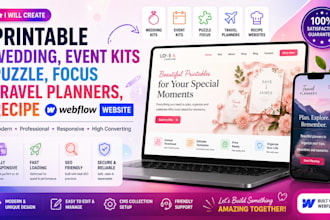 printable wedding event kits puzzle focus travel planners recipe webflow website