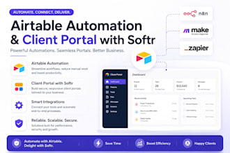 build airtable database automation dashboard and softr client portal