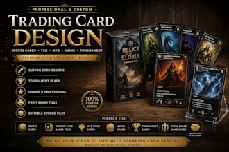 design custom sport card design, trading crad design tournament mtg card anime