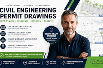 civil engineering site plans permit drawing, grading, erosion and survey plan