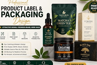create  premium product label and packaging  design for retail and amazon brands
