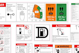 design safety decals for bobcat, genie and other machinery