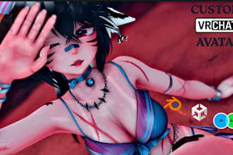create custom furry avatar for vrchat, warudo, vseeface vtuber PC quest