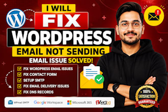 fix wordpress email not sending, SMTP, contact form issues, dns record
