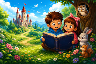 do children story book illustration, children book illustration, book design