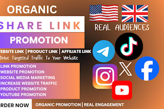 do organic share link, promote website affiliate link to active USA UK audiences