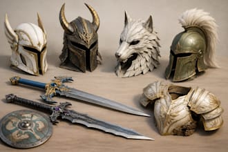 do 3d cosplay helmet, sword, armor, mask and stl prop model