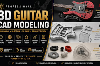 do 3d guitar cad modeling, injection, silicone mold slipcasting product design