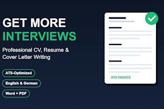 write an ats optimized resume, CV and cover letter in english or german