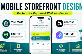 design linktree,beacons,stanstore, taplink for peptide business, peptide website