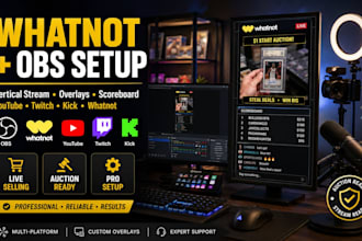 do whatnot setup, obs scoreboard setup, vertical stream setup, auction overlay