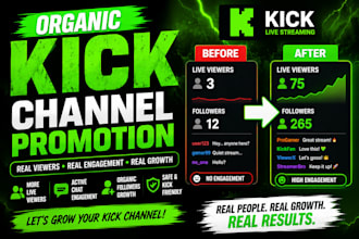 do organic kick channel promotion to boost kick live viewers and followers