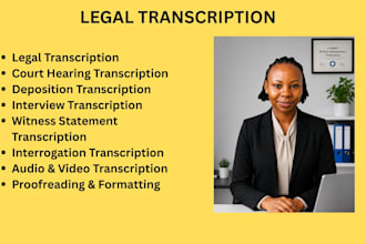 do a transcription of legal audio files such as deposition