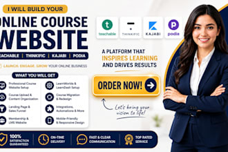 build your teachable website learnworlds kajabi podia thinkific course website