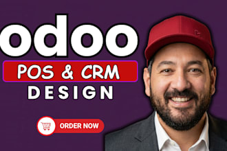 design odoo pos crm system with inventory, sales and customer management