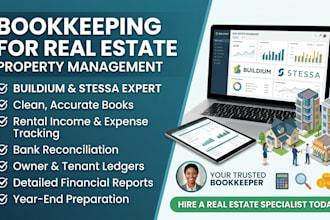 provide bookkeeping for real estate property management using buildium stessa