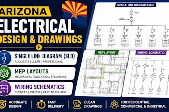 design arizona electrical single line diagram, mep layouts and wiring schematics