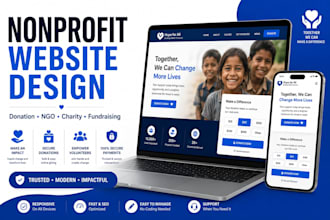 design 501c3 nonprofit website, charity website with donation portal, ngo site