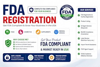 fda registration, US agent, product listing, mocra compliance, label review
