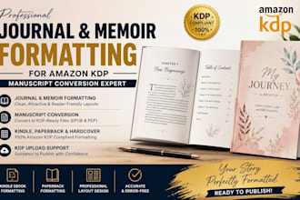 journal memoir formatting for amazon KDP manuscript conversion