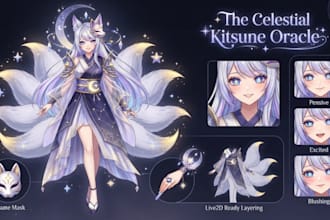 draw vtuber model vtuber live2d vtuber rigging 2d vtuber anime character design