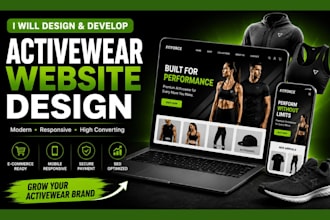 design activewear, gym wear, sportswear, and athletic apparel website