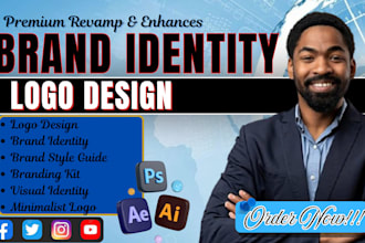 design modern logo, brand identity, branding kit, visual identity and brandbook