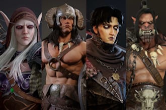create stylized 3d character modeling for aaa games, animation and unreal engine