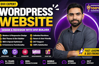 design a wordpress divi website using divi builder as a divi expert