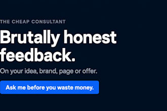 give you a brutally honest reality check on your idea, brand, or page
