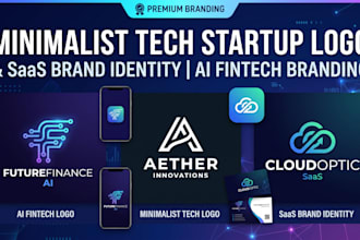 design minimalist tech startup logo, saas brand identity, ai fintech branding