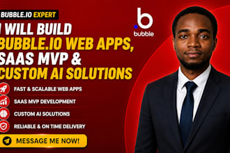build bubble io web app mvp, saas,buble custom ai solutions figma to bubble