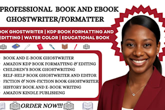 ghostwrite, edit, and publish your book or ebook on amazon KDP, ghostbook writer