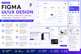 do figma ui ux design modern website mobile web app landing page wireframe kit