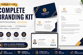 design complete branding kit, business card html email signature and letterhead