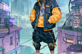 cyberpunk hacker character art