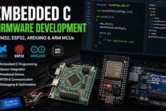 develop embedded c firmware for stm32, esp32, arduino and arm mcus