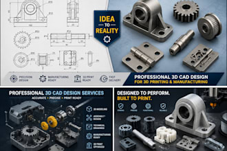 create 3d mechanical design cad model product prototype assembly for 3d printing