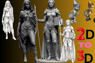 convert 2d to 3d printable 3d model sculpt 3d character stl to 3mf 3d figurine