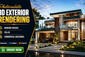 create photorealistic 3d exterior house rendering